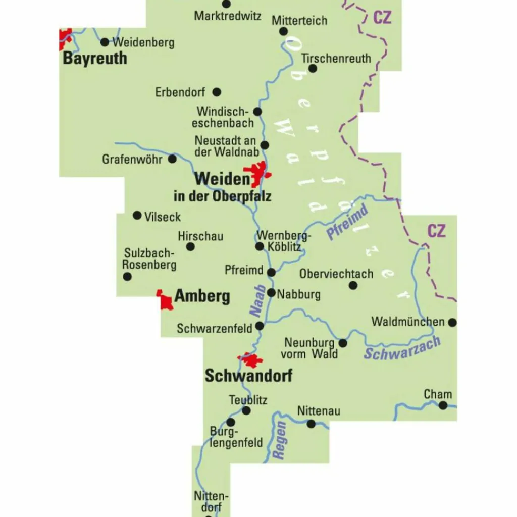 Fahrradkarten|Fahrradkarten*ADFC TRAUMHAFTE E-BIKE-TOUREN IM OBERPFÄLZER WALD, 1:75.000