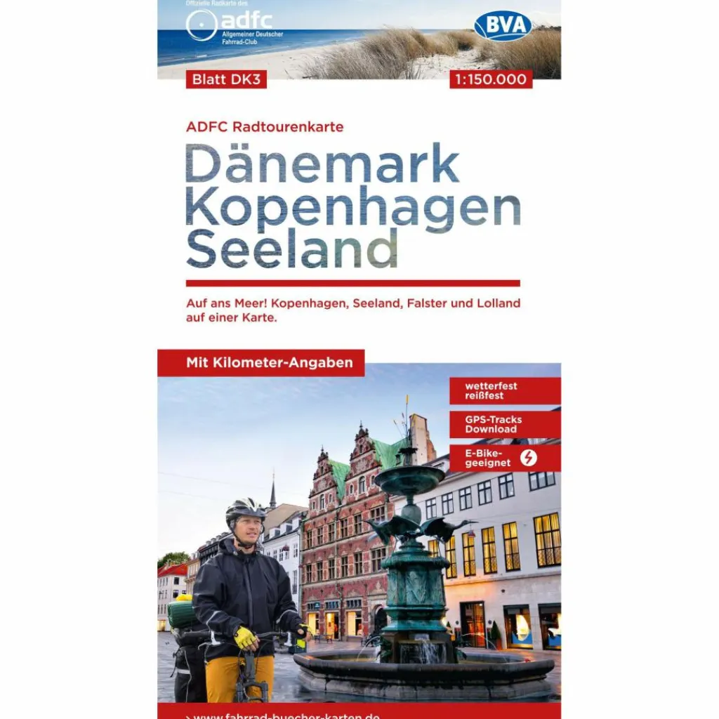 Fahrradkarten|Fahrradkarten*ADFC-RADTOURENKARTE DK3 DÄNEMARK/KOPENHAGEN/SEELAND - Fahrradkarte