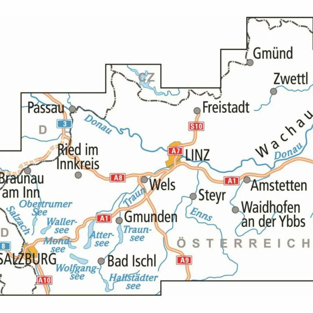 ADFC-RADTOURENKARTE ÖS1 ÖSTERREICH DONAUTAL SALZBURG - Fahrradkarte^ Fahrradkarten|Fahrradkarten