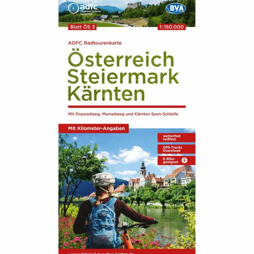 ADFC-RADTOURENKARTE ÖS3 ÖSTERREICH STEIERMARK KÄRNTEN - Fahrradkarte^ Fahrradkarten|Fahrradkarten