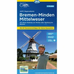 Fahrradkarten|Fahrradkarten*ADFC-REGIONALKARTE BREMEN-MINDEN MITTELWESER, 1:75.000 - Fahrradkarte