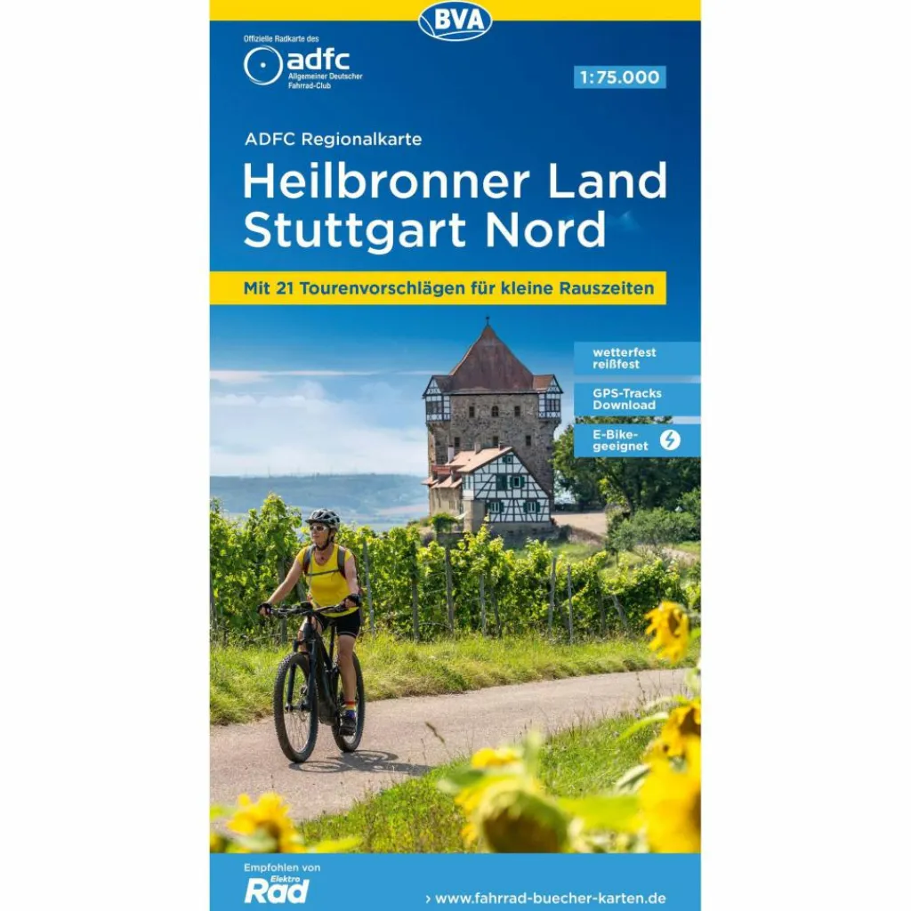 ADFC-REGIONALKARTE HEILBRONNER LAND - STUTTGART NORD - Fahrradkarte^ Fahrradkarten|Fahrradkarten