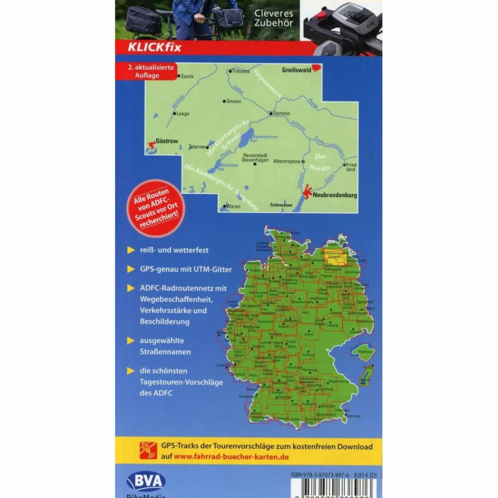 ADFC-REGIONALKARTE MECKLENBURGISCHE SCHWEIZ - Fahrradkarte^ Fahrradkarten|Fahrradkarten