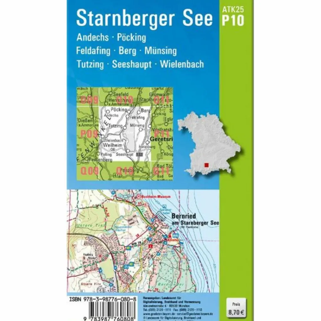 ATK25-P10 STARNBERGER SEE (AMTLICHE TOPOGRAPHISCHE KARTE) - Wanderkarte^ Fahrradkarten|Wanderkarten Und Winterkarten