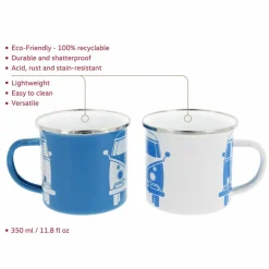 BRISA Campingtöpfe Und Campinggeschirr*VW T1 BUS ENAMEL TASSE 2ER SET IN GESCHENKBOX - FRONT/WEISS - Becher