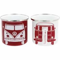 BRISA VW T1 BUS ENAMEL TASSE 2ER SET IN GESCHENKBOX - FRONT/WEISS - Becher^ Campingtöpfe Und Campinggeschirr