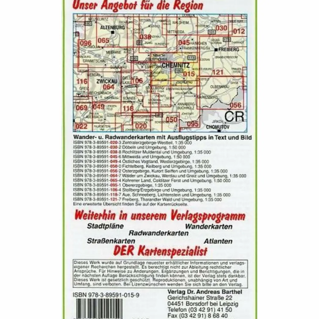 Fahrradkarten|Wanderkarten Und Winterkarten*CHEMNITZ UND UMGEBUNG 1 : 35 000. RADWAN - Wanderkarte