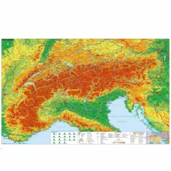 Wandkarten Und Poster*DER ALPENRAUM MIT WEITWANDER- UND RADFERNWEGEN - Wand Karte
