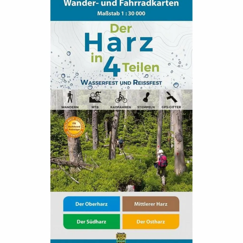 DER HARZ IN 4 TEILEN. FAHRRAD- UND WANDERKARTE - Fahrradkarte^ Fahrradkarten|Fahrradkarten