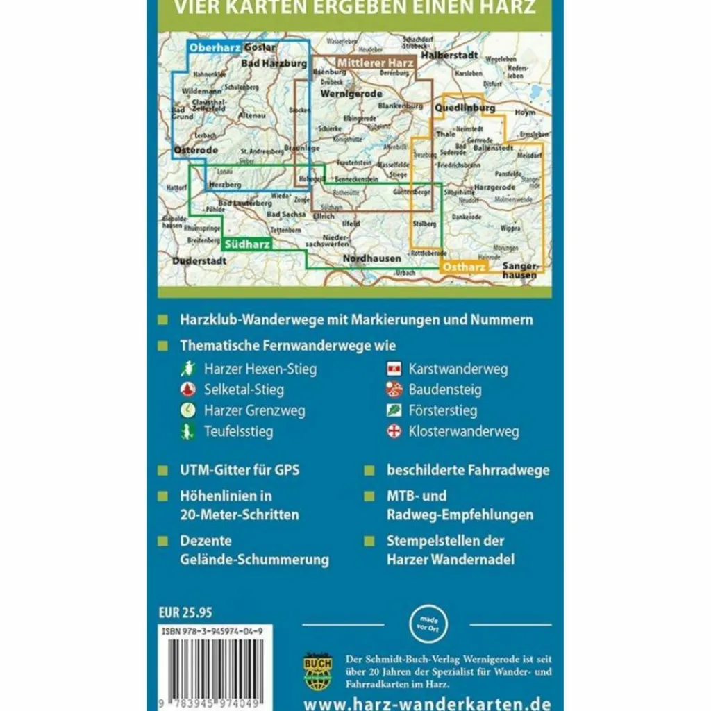DER HARZ IN 4 TEILEN. FAHRRAD- UND WANDERKARTE - Fahrradkarte^ Fahrradkarten|Fahrradkarten