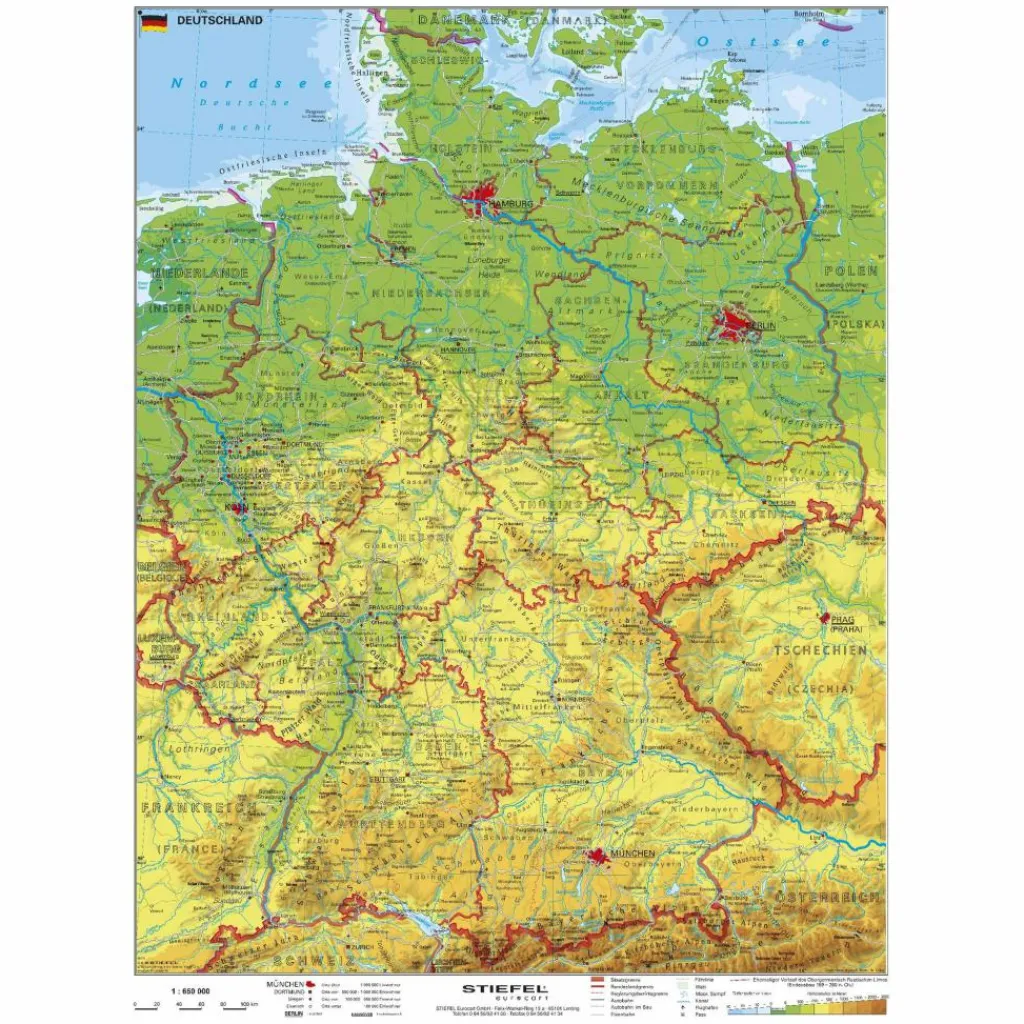 Wandkarten Und Poster*DEUTSCHLAND PHYSISCH. WANDKARTE MIT METALLLEISTE - Poster