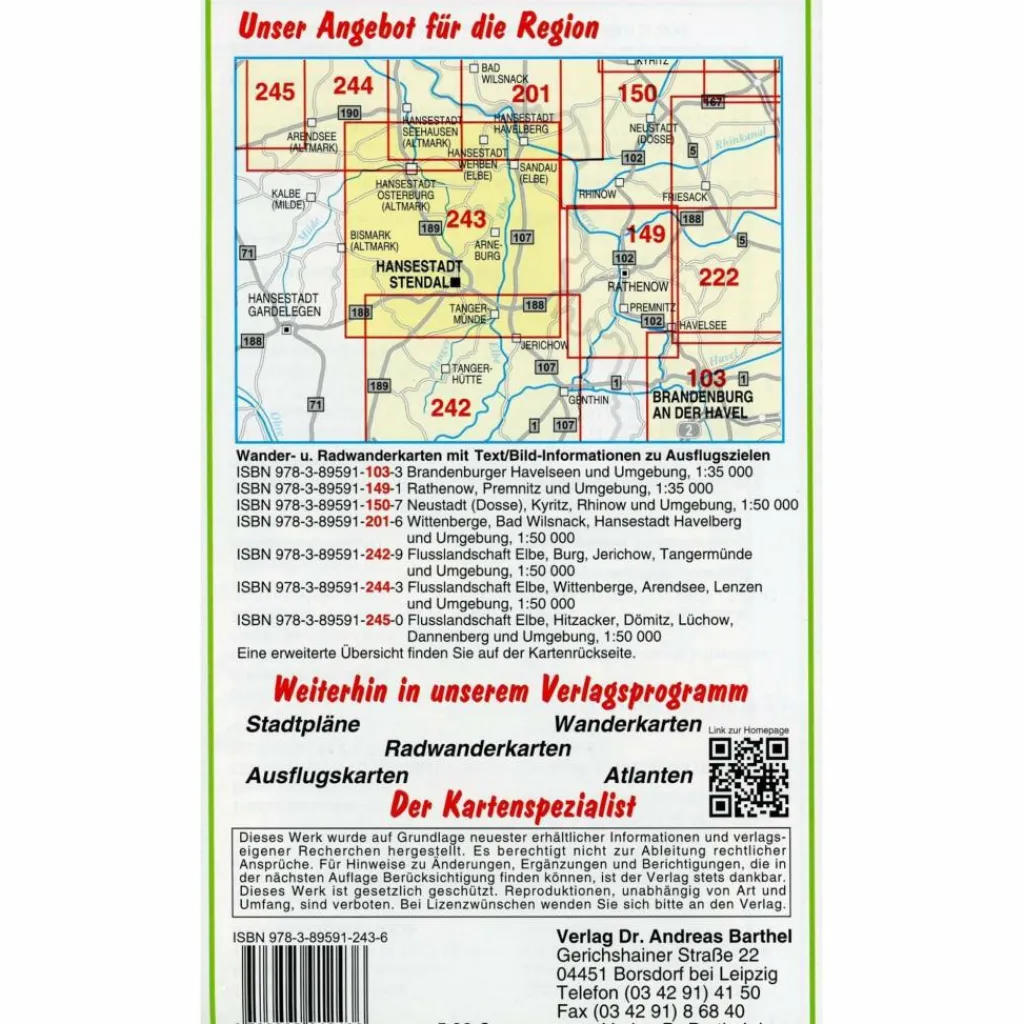 Fahrradkarten|Wanderkarten Und Winterkarten*FLUSSLANDSCHAFT ELBE, STENDAL, ARNEBURG - Wanderkarte