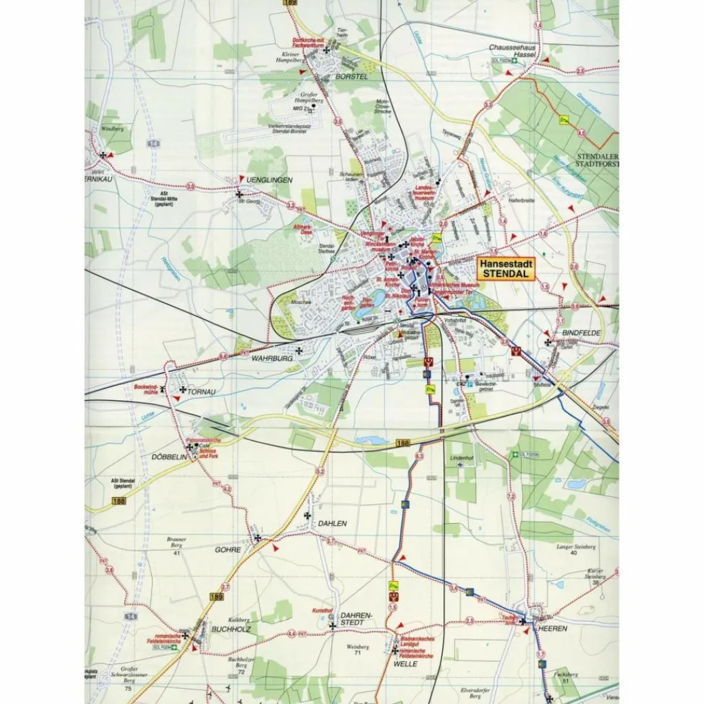 Fahrradkarten|Wanderkarten Und Winterkarten*FLUSSLANDSCHAFT ELBE, STENDAL, ARNEBURG - Wanderkarte