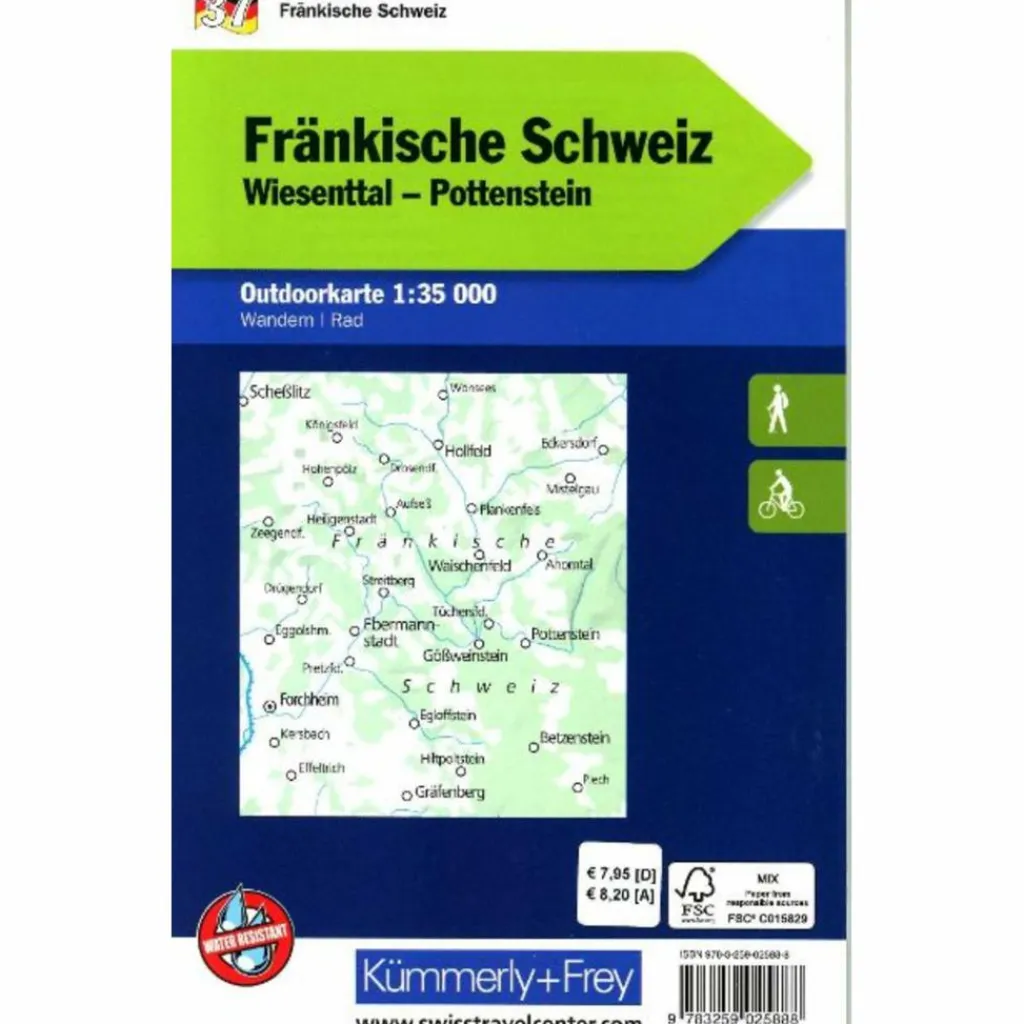 FRÄNKISCHE SCHWEIZ NR. 37 OUTDOORKARTE DEUTSCHLAND 1:35 000 - Karte^ Fahrradkarten|Wanderkarten Und Winterkarten