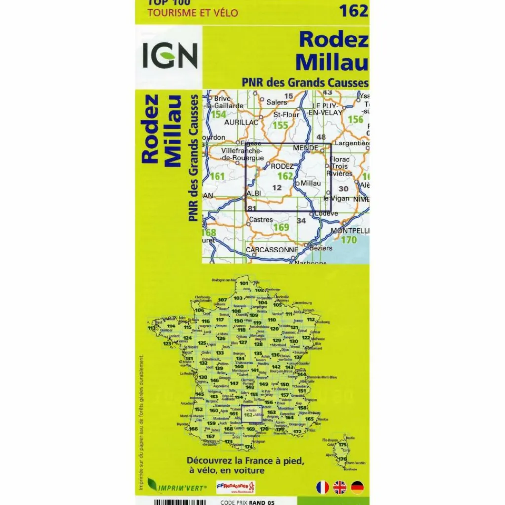 Straßenkarten|Straßenkarten*IGN 162 RODEZ MILLAU 1:100 000 - Karte
