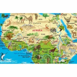 ILLUSTRIERTE WELTKARTE TIERE^ Wandkarten Und Poster