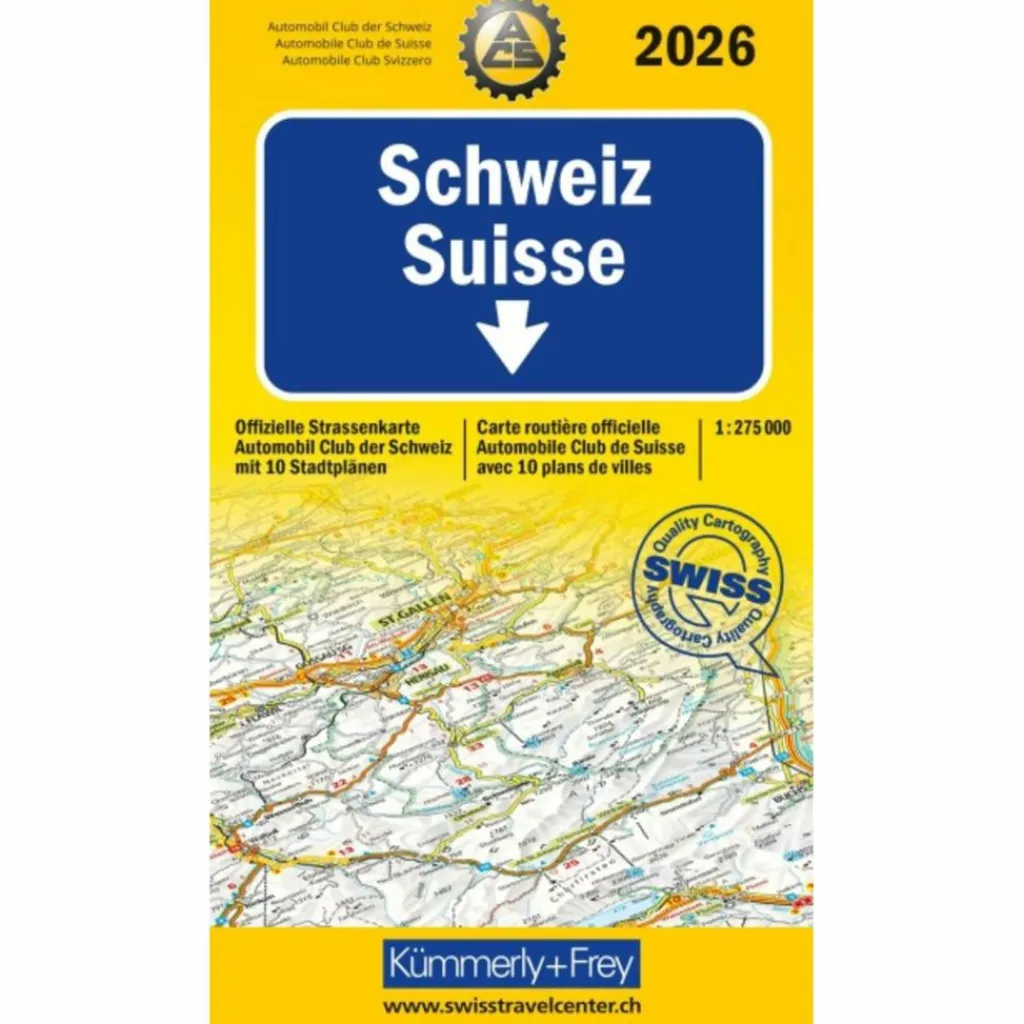 Straßenkarten|Straßenkarten*KÜMMERLY+FREY STRASSENKARTE ACS SCHWEIZ 2026 1:275.000 - Straßenkarte