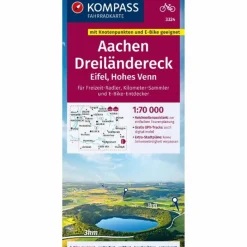 KOMPASS FAHRRADKARTE 3324 AACHEN, DREILÄNDERECK, EIFEL^ Fahrradkarten|Fahrradkarten
