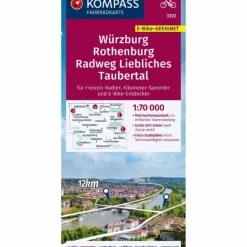 Fahrradkarten|Fahrradkarten*KOMPASS FAHRRADKARTE 3372 WÜRZBURG, ROTHENBURG