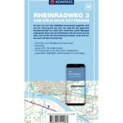 KOMPASS FAHRRAD-TOURENKARTE RHEINRADWEG 3^ Fahrradkarten|Fahrradkarten