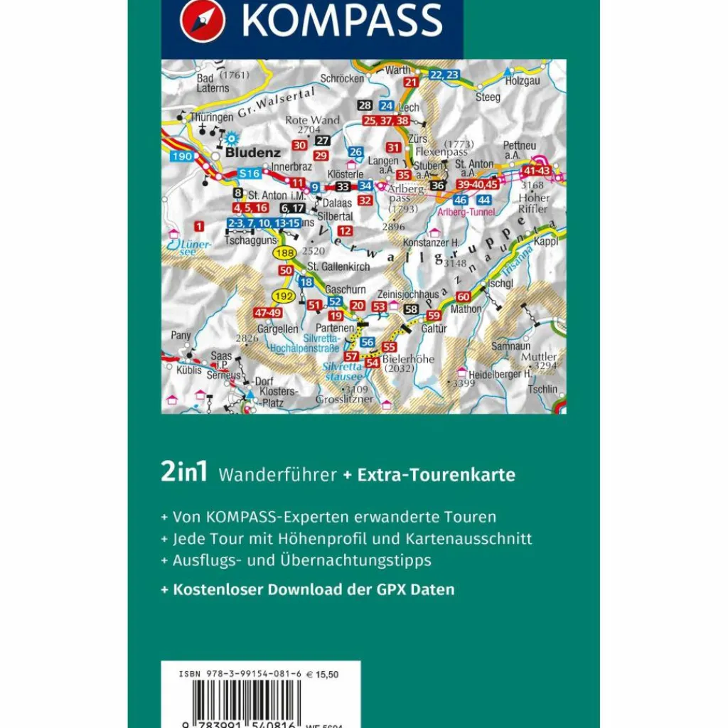 KOMPASS WANDERFÜHRER MONTAFON, ARLBERG, SILVRETTA, 60 TOUREN^ Wanderführer