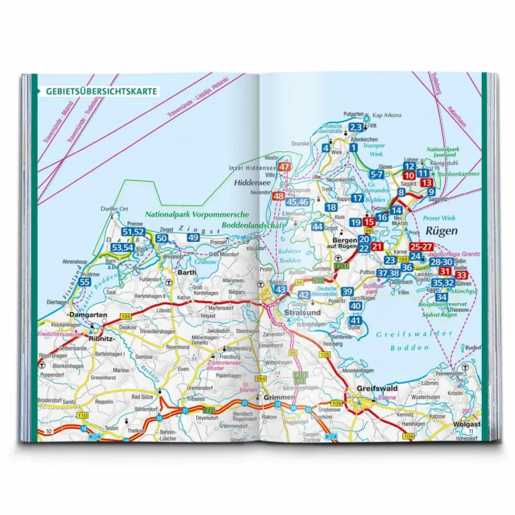 KOMPASS WANDERFÜHRER RÜGEN, MIT HIDDENSEE UND FISCHLAND-DARß^ Wanderführer