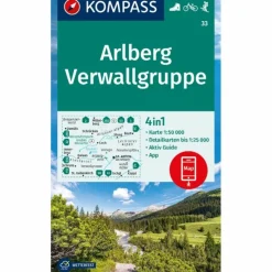 KOMPASS WANDERKARTE 33 ARLBERG, VERWALLGRUPPE 1:50.000^ Wanderkarten Und Winterkarten|Wanderkarten Und Winterkarten