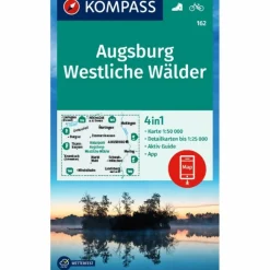 KOMPASS WANDERKARTE 162 AUGSBURG, WESTLICHE WÄLDER 1:50.000^ Wanderkarten Und Winterkarten|Wanderkarten Und Winterkarten