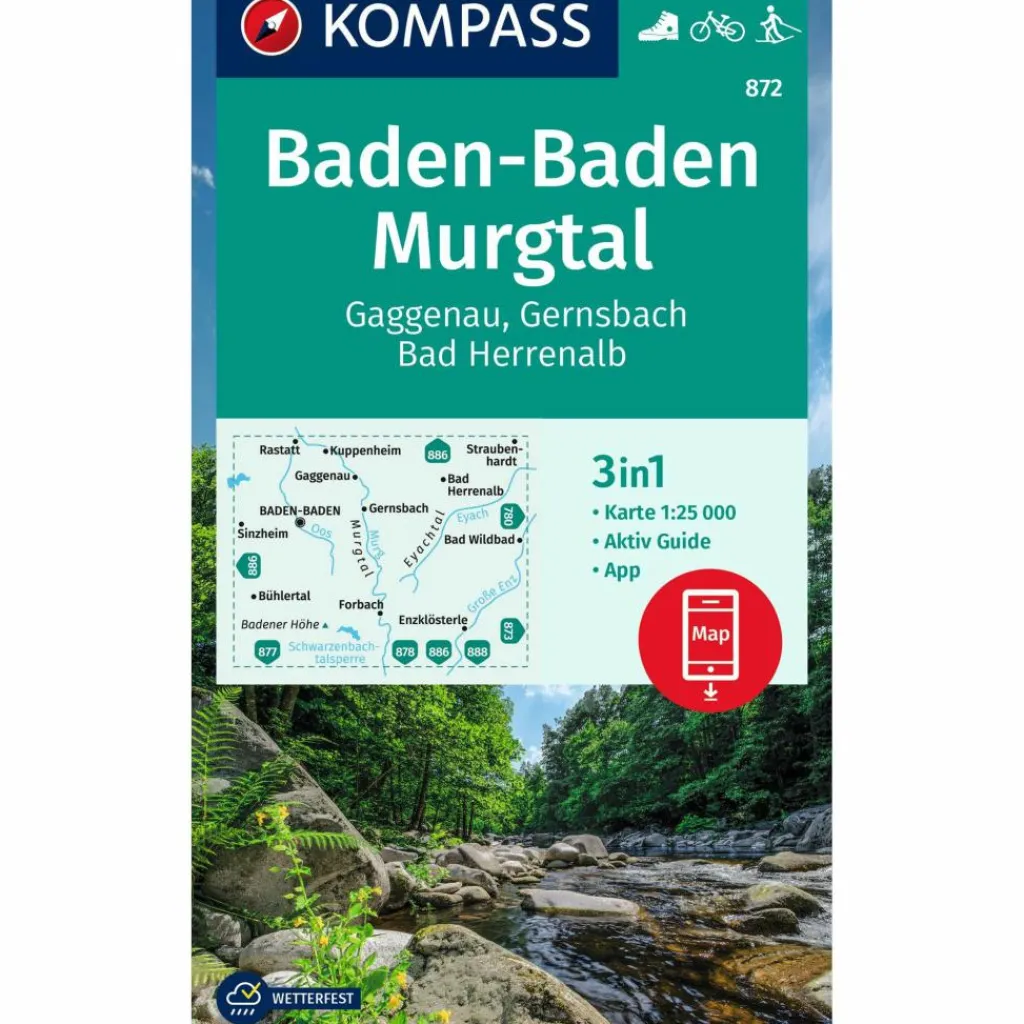KOMPASS WANDERKARTE 872 BADEN-BADEN, MURGTAL, GAGGENAU^ Wanderkarten Und Winterkarten|Wanderkarten Und Winterkarten