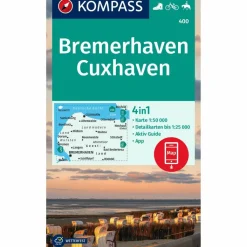 KOMPASS WANDERKARTE 400 BREMERHAVEN-CUXHAVEN 1:50.000^ Wanderkarten Und Winterkarten|Wanderkarten Und Winterkarten