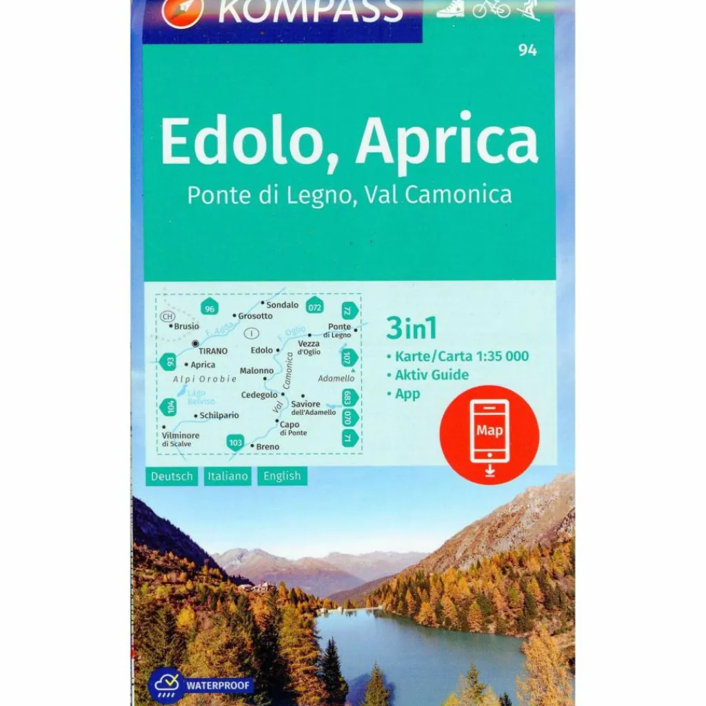 Wanderkarten Und Winterkarten|Wanderkarten Und Winterkarten*KOMPASS WANDERKARTE 94 EDOLO, APRICA, PONTE DI LEGNO