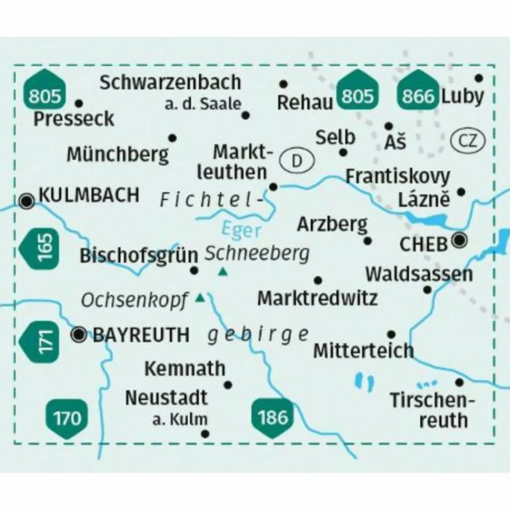 KOMPASS WANDERKARTE 191 FICHTELGEBIRGE, BAYREUTH^ Wanderkarten Und Winterkarten|Wanderkarten Und Winterkarten
