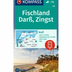 KOMPASS WANDERKARTE 736 FISCHLAND, DARß, ZINGST 1:50.000^ Wanderkarten Und Winterkarten|Wanderkarten Und Winterkarten