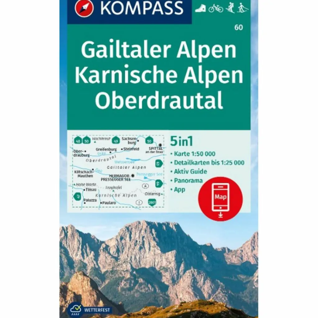 KOMPASS WANDERKARTE 60 GAILTALER ALPEN, KARNISCHE ALPEN^ Wanderkarten Und Winterkarten|Wanderkarten Und Winterkarten