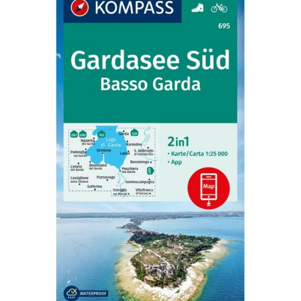 KOMPASS WANDERKARTE 695 GARDASEE SÜD, BASSO GARDA 1:25.000^ Wanderkarten Und Winterkarten|Wanderkarten Und Winterkarten