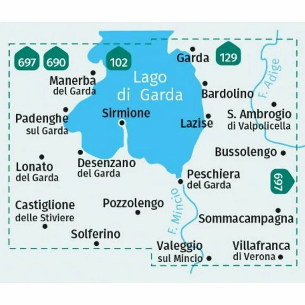 KOMPASS WANDERKARTE 695 GARDASEE SÜD, BASSO GARDA 1:25.000^ Wanderkarten Und Winterkarten|Wanderkarten Und Winterkarten