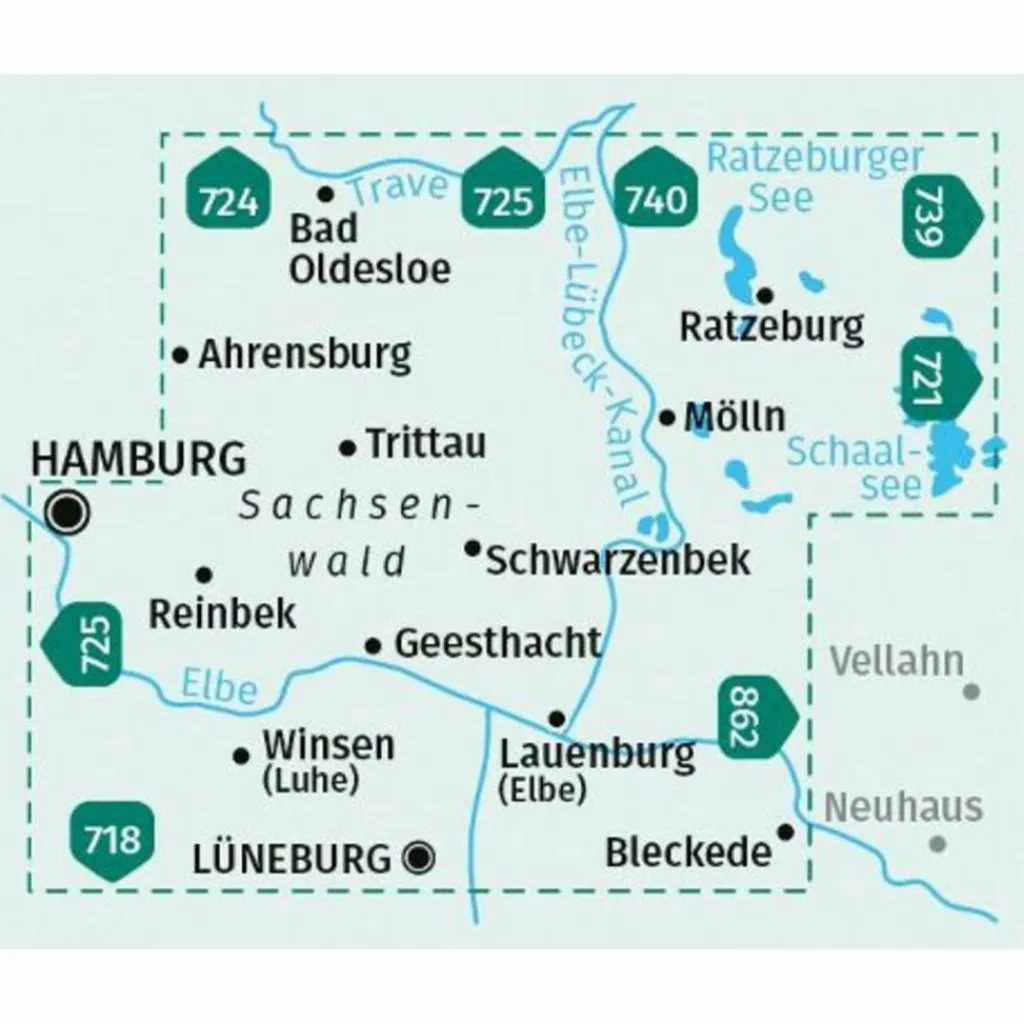 KOMPASS WANDERKARTE 722 HERZOGTUM LAUENBURG, SACHSENWALD^ Wanderkarten Und Winterkarten|Wanderkarten Und Winterkarten