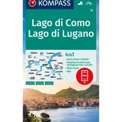 KOMPASS WANDERKARTE 91 LAGO DI COMO, LAGO DI LUGANO^ Wanderkarten Und Winterkarten|Wanderkarten Und Winterkarten