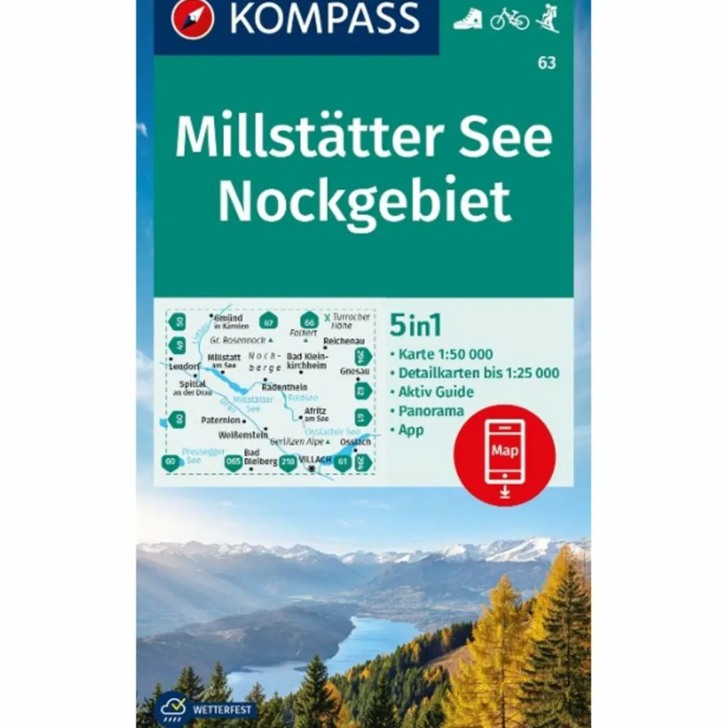 KOMPASS WANDERKARTE 63 MILLSTÄTTER SEE, NOCKGEBIET 1:50.000^ Wanderkarten Und Winterkarten|Wanderkarten Und Winterkarten