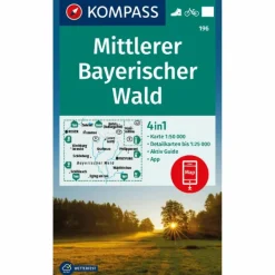 Wanderkarten Und Winterkarten|Wanderkarten Und Winterkarten*KOMPASS WANDERKARTE 196 MITTLERER BAYERISCHER WALD 1:50.000