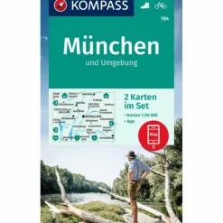 KOMPASS WANDERKARTE 184 MÜNCHEN UND UMGEBUNG^ Wanderkarten Und Winterkarten|Wanderkarten Und Winterkarten