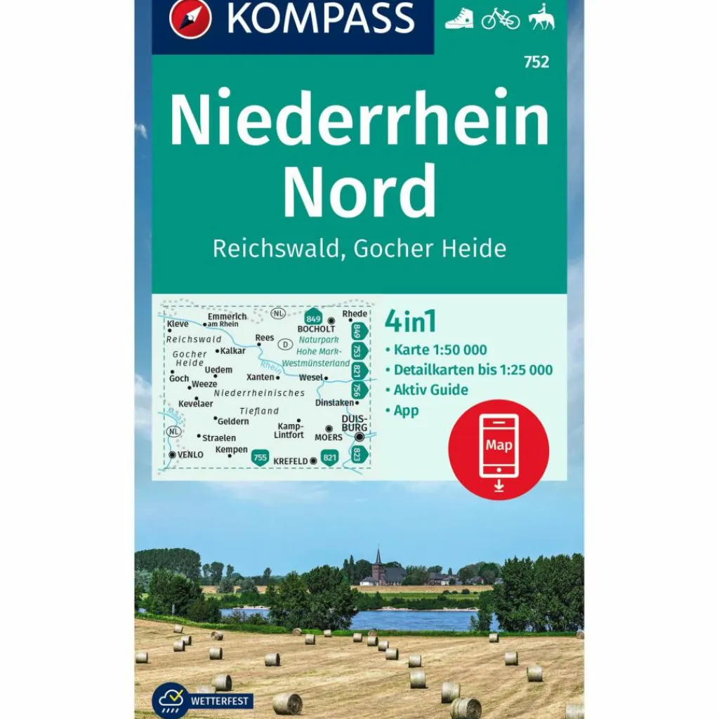 Wanderkarten Und Winterkarten|Wanderkarten Und Winterkarten*KOMPASS WANDERKARTE 752 NIEDERRHEIN NORD, REICHSWALD