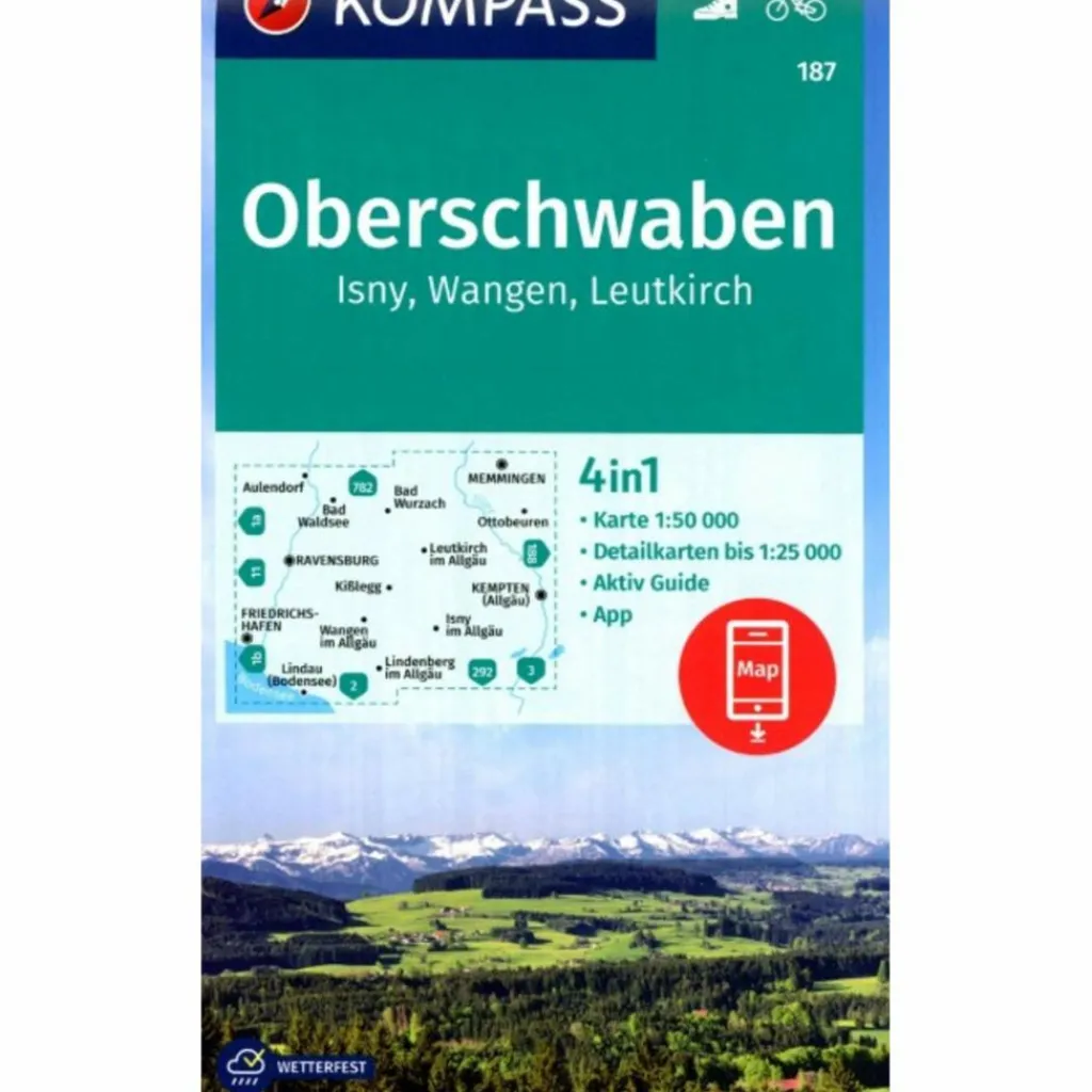 Wanderkarten Und Winterkarten|Wanderkarten Und Winterkarten*KOMPASS WANDERKARTE 187 OBERSCHWABEN, ISNY, WANGEN