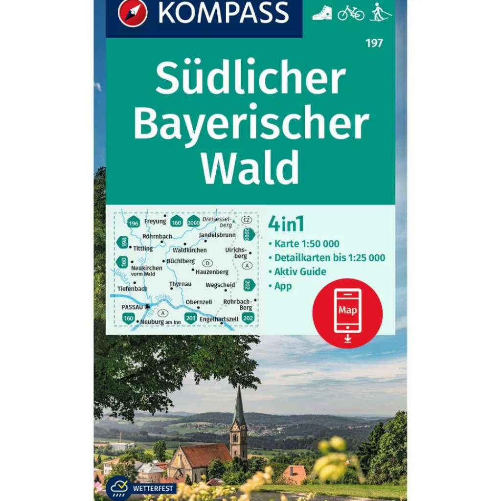 KOMPASS WANDERKARTE 197 SÜDLICHER BAYERISCHER WALD 1:50.000^ Wanderkarten Und Winterkarten|Wanderkarten Und Winterkarten