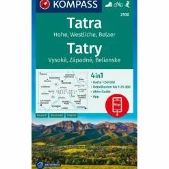 KOMPASS WANDERKARTE 2100 TATRA, HOHE, WESTLICHE, BELAER^ Wanderkarten Und Winterkarten|Wanderkarten Und Winterkarten