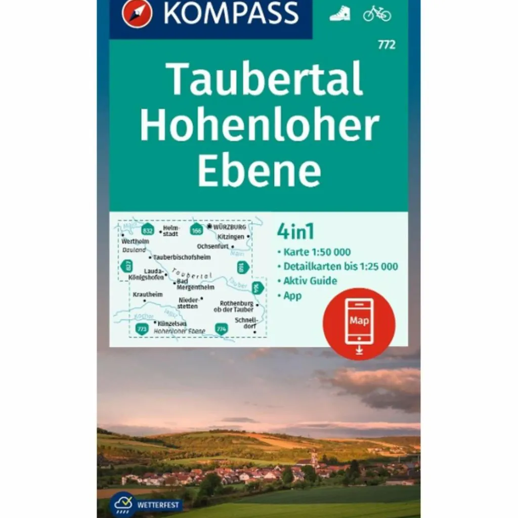 KOMPASS WANDERKARTE 772 TAUBERTAL, HOHENLOHER EBENE 1:50.000^ Wanderkarten Und Winterkarten|Wanderkarten Und Winterkarten