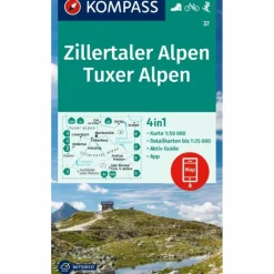 KOMPASS WANDERKARTE 37 ZILLERTALER ALPEN, TUXER ALPEN^ Wanderkarten Und Winterkarten|Wanderkarten Und Winterkarten