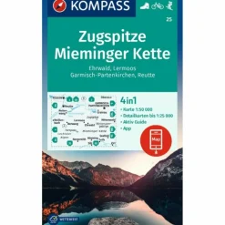 KOMPASS WANDERKARTE 25 ZUGSPITZE, MIEMINGER KETTE, EHRWALD^ Wanderkarten Und Winterkarten|Wanderkarten Und Winterkarten