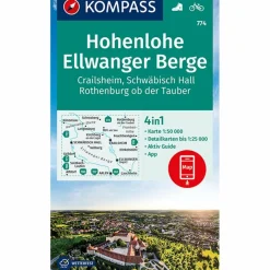 KOMPASS WANDERKARTE HOHENLOHE, ELLWANGER BERGE, CRAILSHEIM^ Wanderkarten Und Winterkarten|Wanderkarten Und Winterkarten