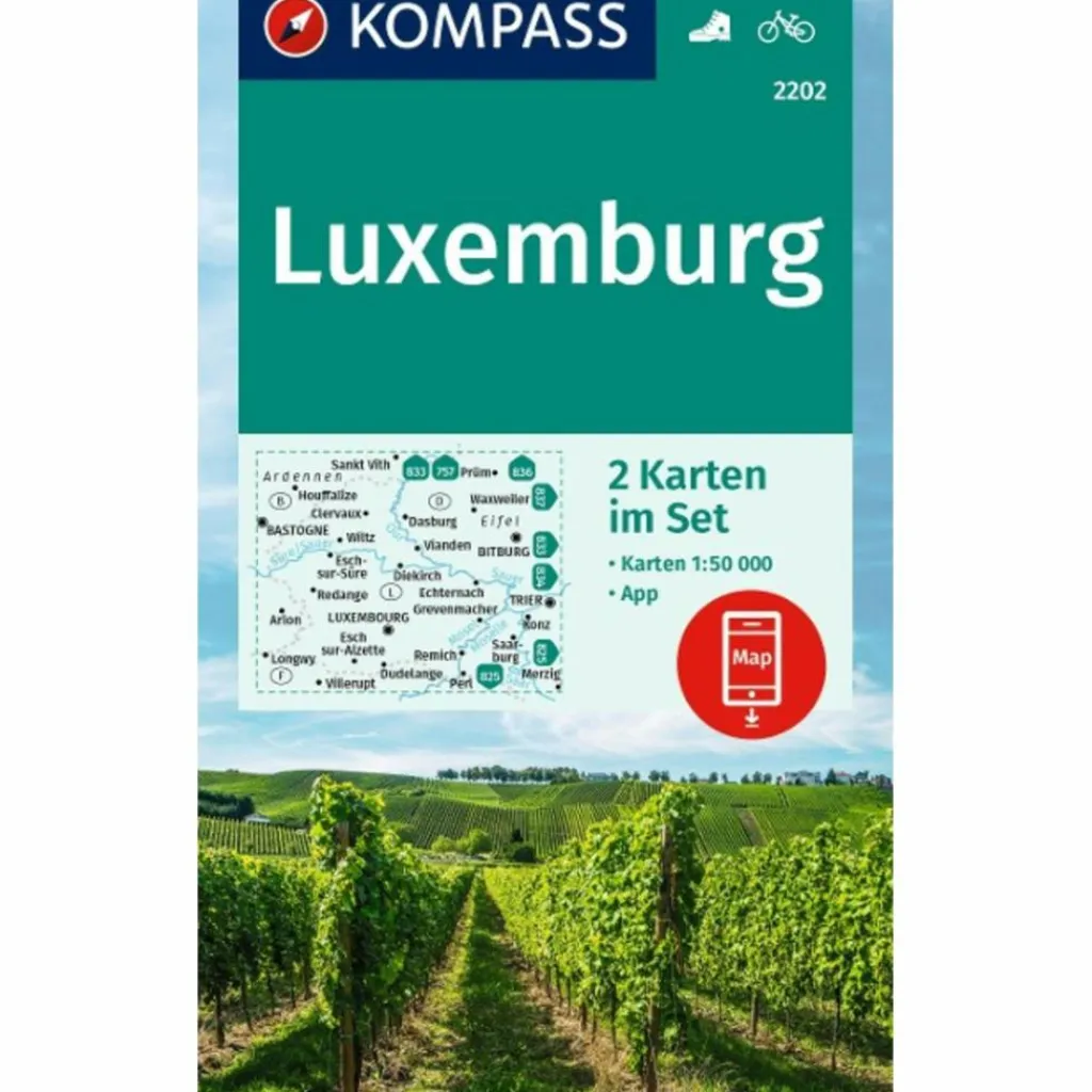 Wanderkarten Und Winterkarten|Wanderkarten Und Winterkarten*KOMPASS WANDERKARTEN-SET 2202 LUXEMBURG (2 KARTEN) 1:50.000